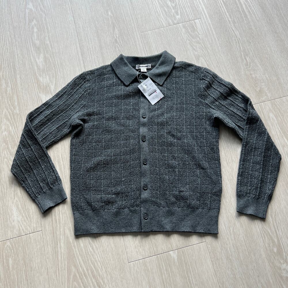 Crewcuts Kids Tipped Cotton Cardigan Sweater Polo Small 6-7 Y Gray
